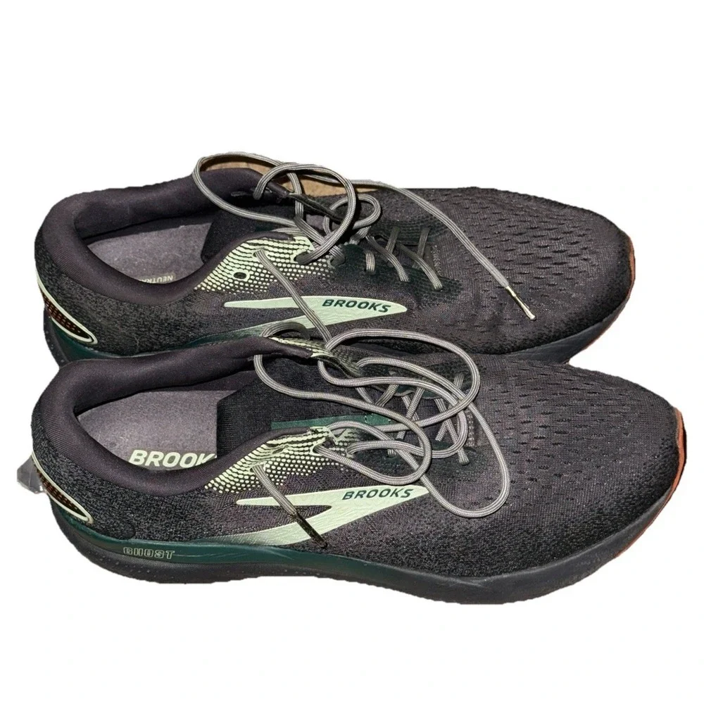 Brooks Ghost 16 Blackened Pearl/June Bug/Green Sneakers Men Size 14 D Medium